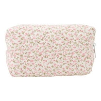 Unique Bargains 1 Pc Women Portable Little Flower Pattern Makeup Bag Pink
