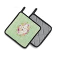thumbnail image 2 of Carolines Treasures CK4361PTHD White Collie Green Flowers Pair of Pot Holders, 7.5HX7.5W, multicolor, 2 of 4