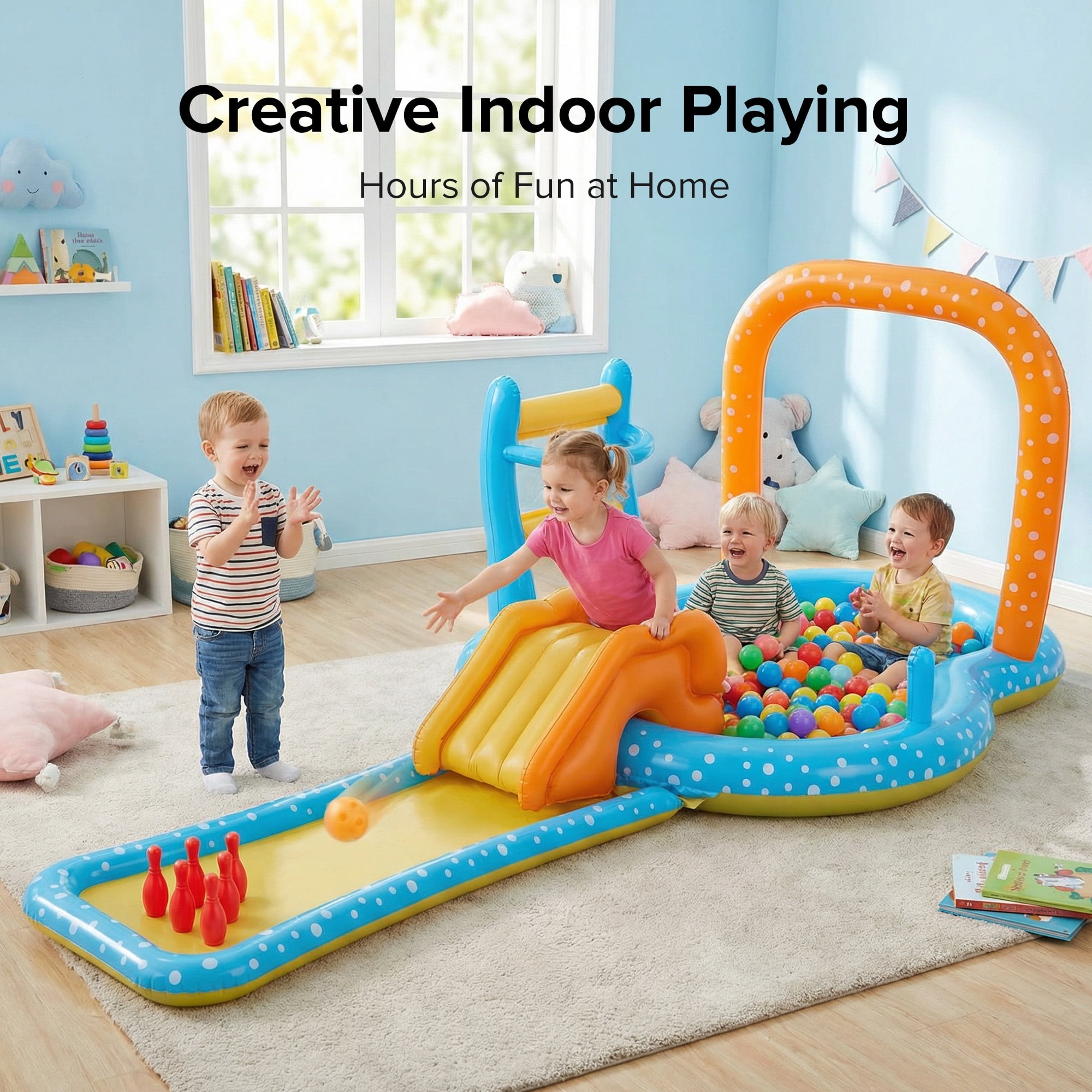 Inflatable Pool, Rectangular Swimming Pool for Toddlers, Kids, Family, Above Ground, Backyard, Outdoor