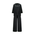 thumbnail image 4 of Roncen Women's Striped Loose Fit Jacket and Wide Leg Pants Two-Piece Set - Long Sleeve Lapel Suit, 4 of 8