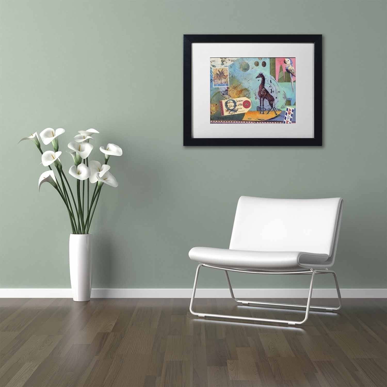 Trademark Fine Art 'Giraffe' Canvas Art by Nick Bantock, White Matte, Black Frame