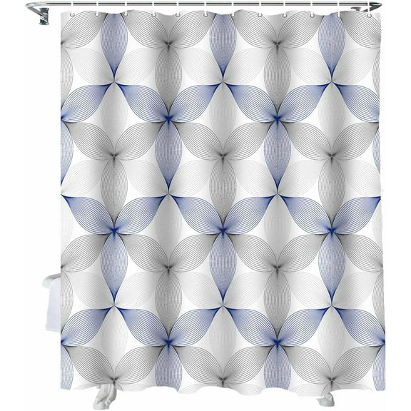 Shower Curtain Blue Abstract Floral Shower Curtains for Bathroom Decor Modern Art Shower Curtain Sets with Hooks Waterproof Fabric Bath Curtain Small Stall 36" X 72"