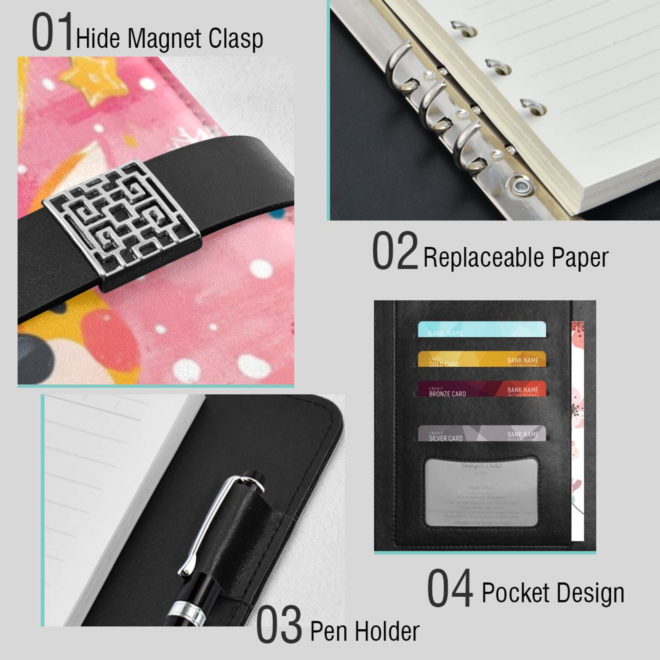 Leather Planner Leather Notebook Notebook Journal Binder Design Pen Pocket Design Convenient for Storage Yellow Christmas Deer