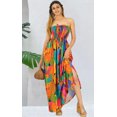 thumbnail image 4 of LA LEELA Women's Beach Maxi A-Line Casual Summer Slit Party Strapless Tube Top Dress One Size Colorful, Leaves, 4 of 5