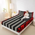 thumbnail image 4 of Manfei Geometric Striped Lines Bed Sheets,Army Camo King Sheets,Red Black Gray Sheet Set For Kids,Breathable Home Decor,4-Piece, 4 of 7
