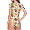 thumbnail image 4 of The Xecao Thanksgiving Turkey Women's Crew Neck Body Suit, a short-sleeved bodysuit and basic swimsuit, both comfort and style for dating and daily life, 4 of 9