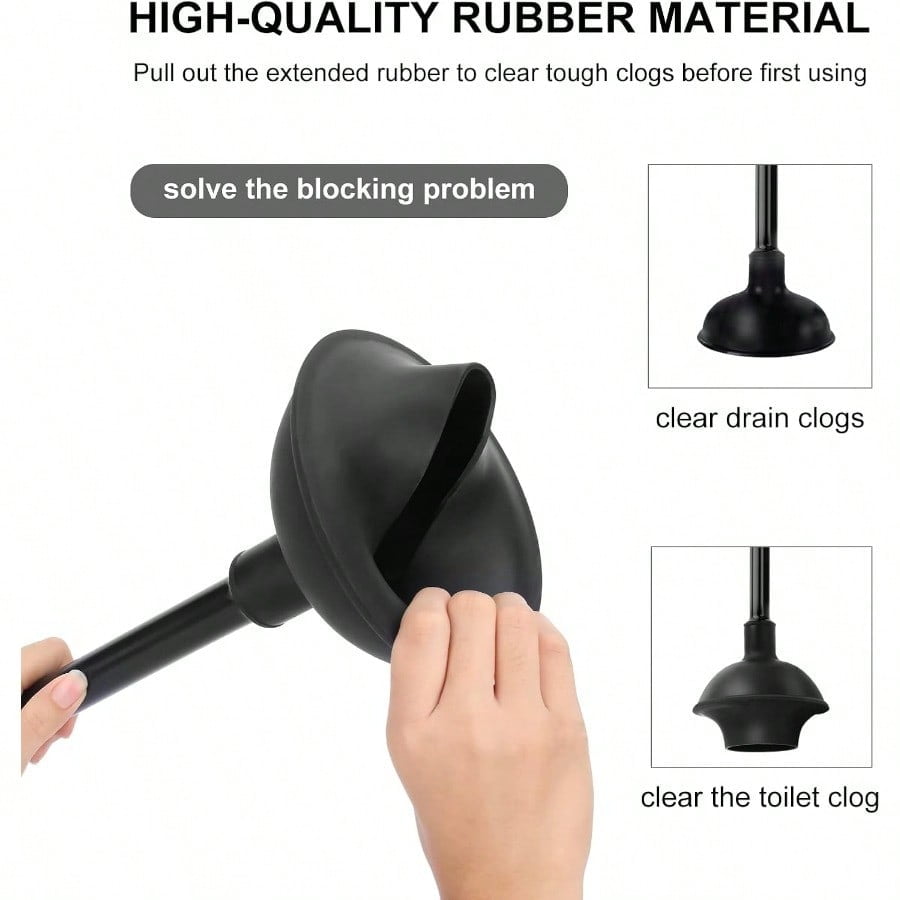 Toilet Brush and Plunger Set 3 Pack Toilet Plungers for Bathroom with Holder Heavy Duty Toilet Bowl Brush and Holder Hidden for Deeply Cleaning - Black