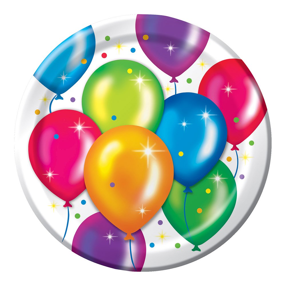 8 Pack 8 3/4 Round Luncheon Plate Birthday Balloons