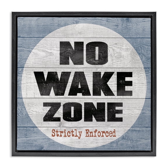 Stupell Industries Rustic Lodge No Wake Zone Beach Planks Black Floating Frame Canvas Art, 18 x 18, by Regina Nouvel