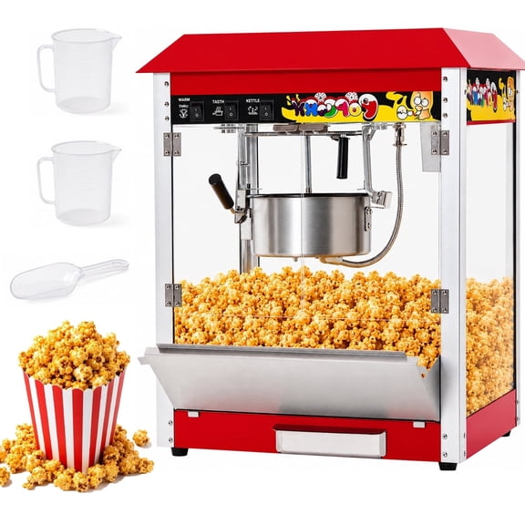 ICEELF Commercial Popcorn Machine, 60 Cups per Batch, 10 oz Kettle, 1300W Countertop Popper, 3-Switch Control