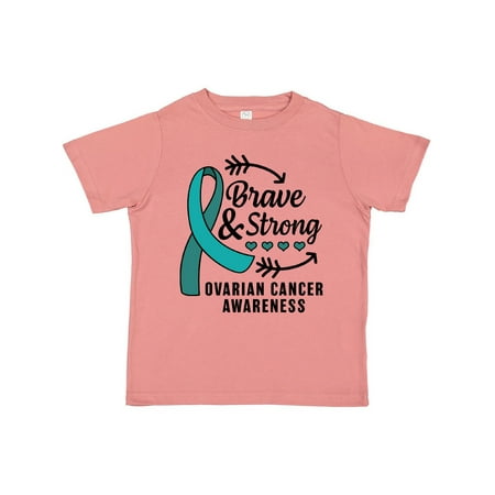 

Inktastic Ovarian Cancer Awareness Brave and Strong with Arrows Gift Toddler Boy or Toddler Girl T-Shirt