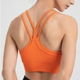 thumbnail image 6 of Bigersell Workout Crop Tops for Women Strappy Back Wireless Yoga Sports Bras Ribbed Sleeveless Cropped Tank Tops with Built in Bras Pull-On Closure Padded Bra Wire-Free Bralette Orange S, 6 of 6