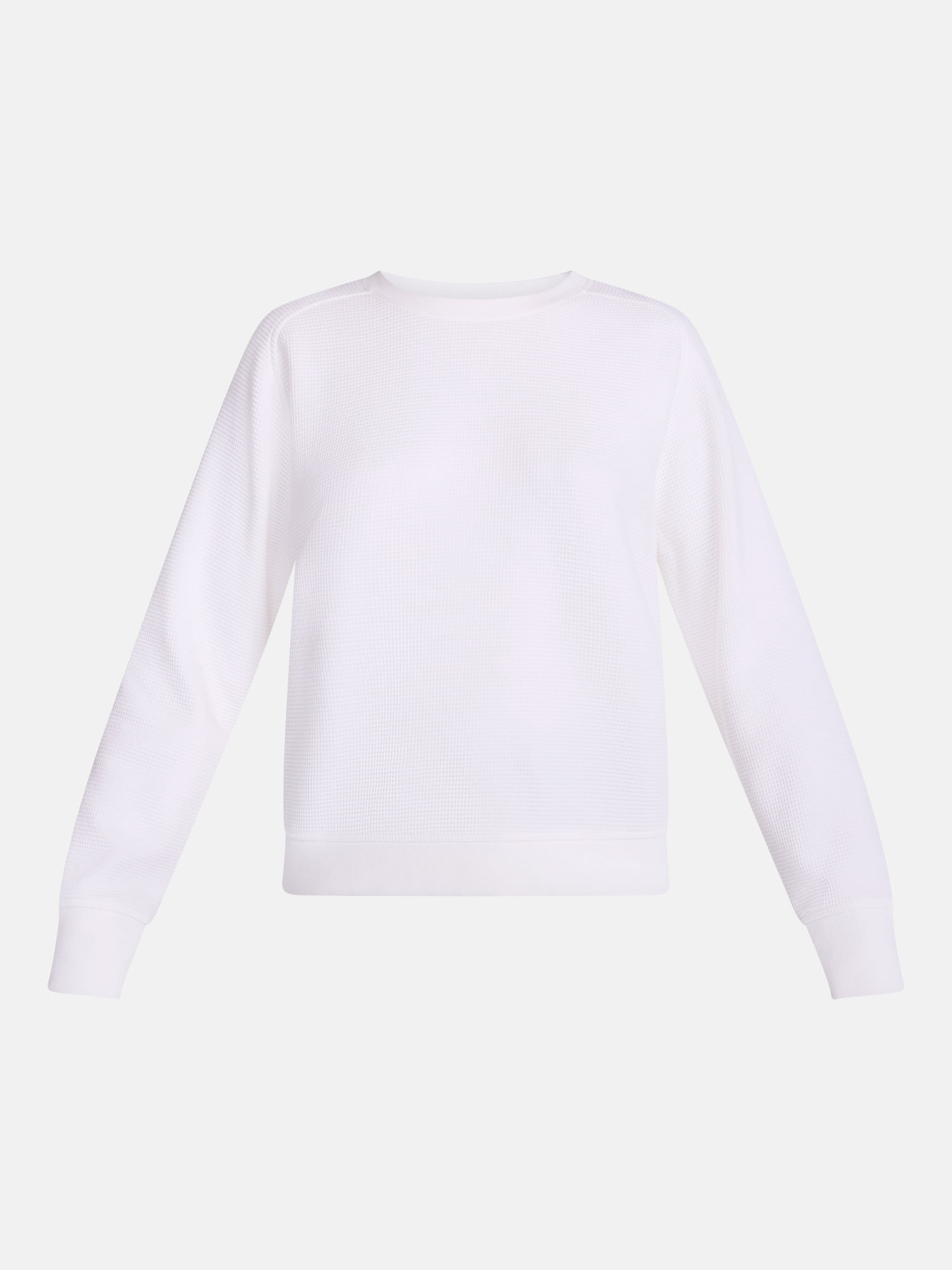 Scenario Women's Waffle Knit Crewneck Tee with Long Sleeves, Sizes XS-XXXL