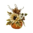 thumbnail image 2 of Mbvtdt Halloween Festival Large Pumpkin Ornament,Fall Thanksgiving Centerpieces for Tables,Pumpkin Centerpieces Table Decor with Artificial Sunflower,for DIY Crafts Kitchen,Autumn Mantel Party，B, 2 of 7