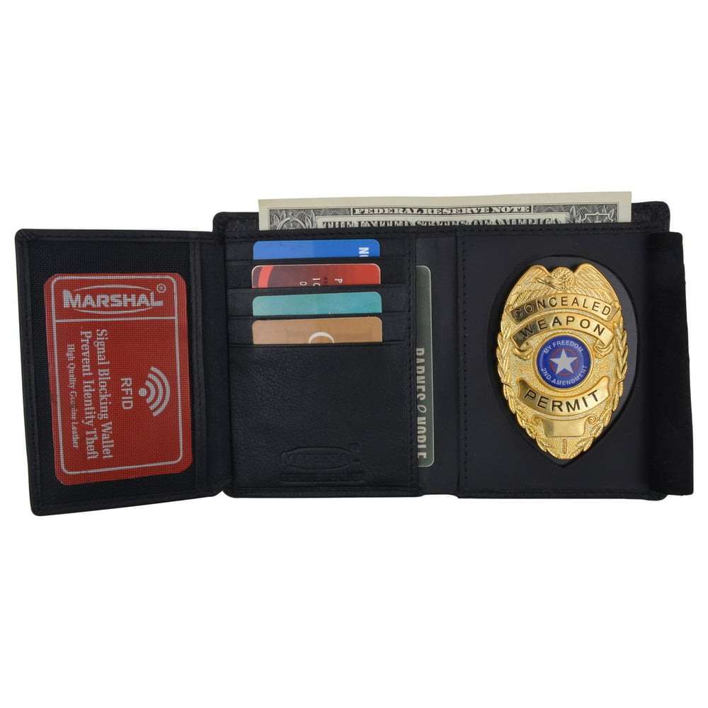 Marshal Wallet - RFID Mens Genuine Leather Black Security Badge Holder ...