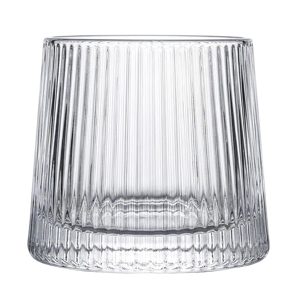 Ribbed Fashioned Glasses Vertical Ridged Tumbler 10oz Heavy Base Clear Glass Cups For Home Bar Elegant Design Dishwasher Safe White