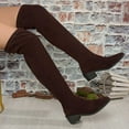thumbnail image 6 of Knee High Boots Women Chunky Heel Round Toe Tall Boot for Women High Heel Pull Up Long Boots,Color:Coffee,Size:7.5, 6 of 8