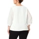 thumbnail image 3 of Blusa de encaje floral de cuello en V con botones y mangas 3/4 para mujer de tallas grandes Agnes Orinda 4X blanca, 3 of 6