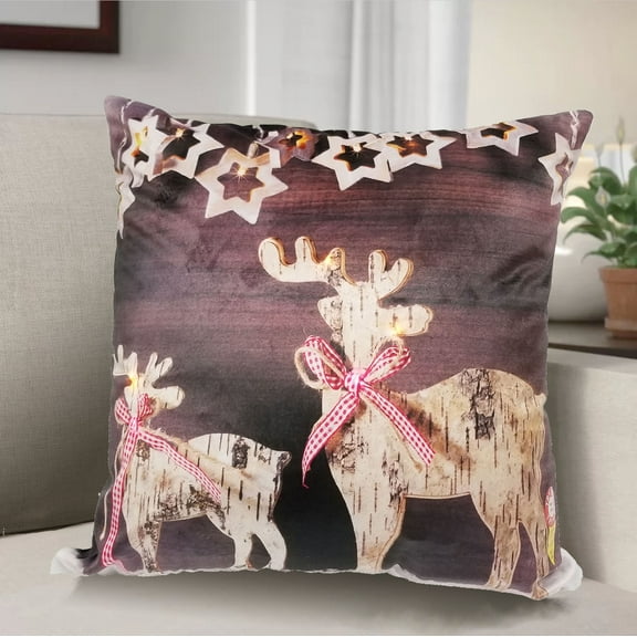 Christmas Reindeer LED Pillow