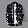 thumbnail image 2 of kamemir Linen Shirts for Men Men's Plaid Shirts Long Sleeved Button Down Lapel Coats Casual Loose Jackets Pockets Fall And Winter(Black,L), 2 of 5