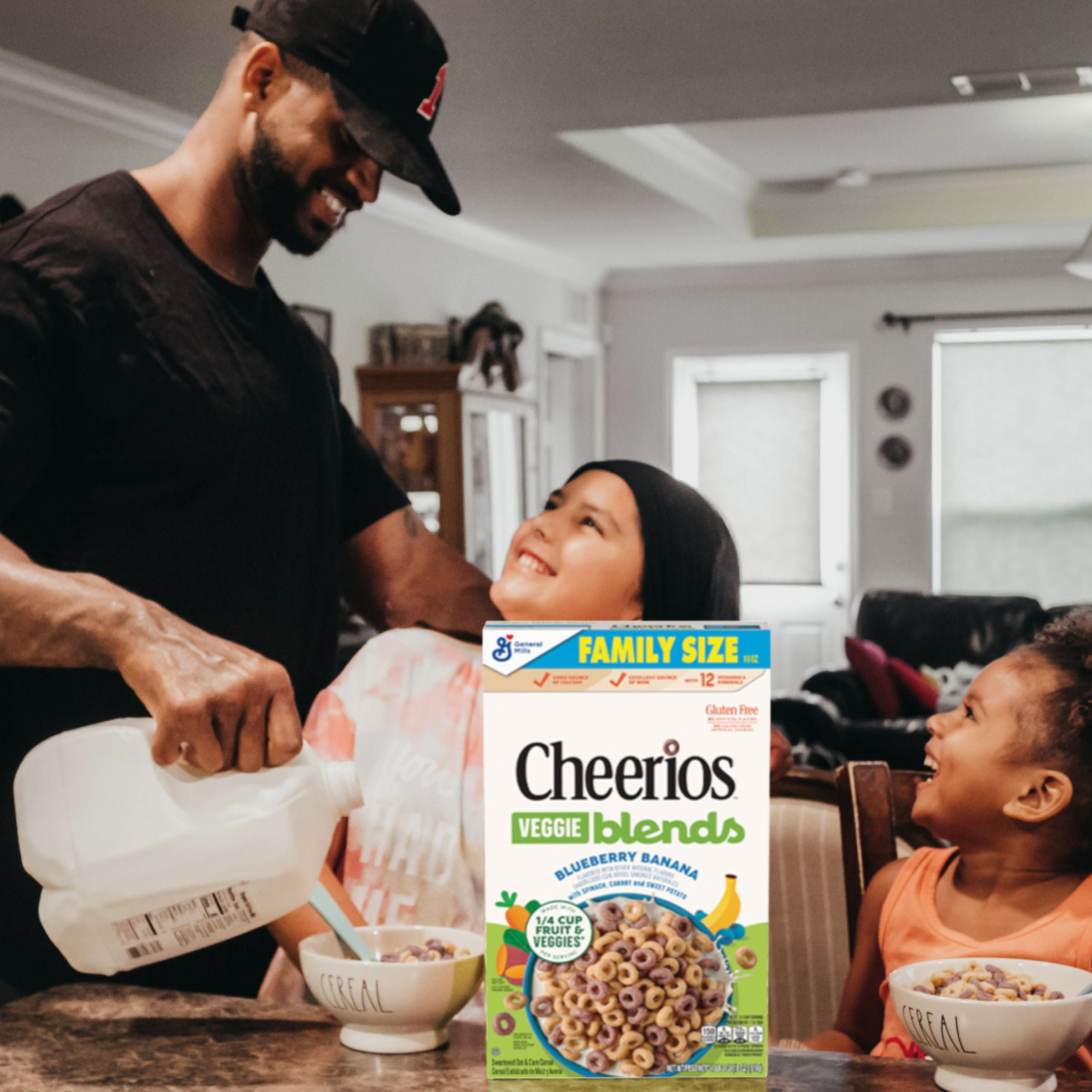 Cheerios Veggie Blends Breakfast Cereal, Blueberry Banana Flavored, Family  Size, 18 oz