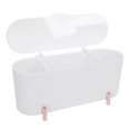 thumbnail image 1 of Bastoncillos de Algodón Organizador de Almacenamiento 3 Rejillas Dispensador Resistente Al Polvo Escritorio Lápiz Puffs labial Cano Salón de Unas Esponjas de Belleza, 1 of 7