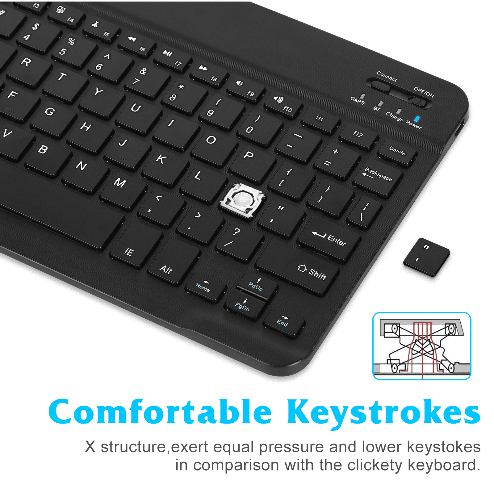 Ultra-Slim Bluetooth rechargeable Keyboard for TCL 10 TabMax and all  Bluetooth Enabled iPads, iPhones, Android Tablets, Smartphones, Windows pc  Onyx Black