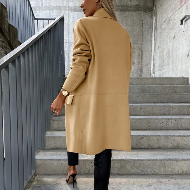 tklpehg Long Coat for Women Temperament Long Coat Solid Color Long