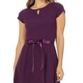 thumbnail image 5 of Women's Casual Solid Short Sleeve Ribbon Belted Flared A Line Swing Dresses, 5 of 6