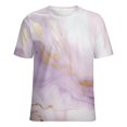 thumbnail image 5 of Marble Blue Greene Purple And Gold Stripes T Shirts Basic T-Shirt Short Sleeve Ladies Tee Shirt Summer Graphic Clothing, 5 of 6