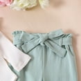 thumbnail image 5 of Staki Girls Outfits Infant Newborn Baby Girl Clothes Baby Girl Outfits for Fall Winter Long Sleeve Snap Bodysuit Pant Sets with Headband 9 12 Months(Light Green, 9-12 Months), 5 of 6