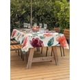 thumbnail image 3 of Outdoor Tablecloth with Umbrella Hole for Patio/Picnic/Party/Camping, Botanical Flowers Waterproof Table Cloth Rectangle Table Cover Washable, Pink Watercolor Farmhouse Oil Painting (52"x 70"), 3 of 9