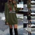 thumbnail image 4 of felwors Womens Christmas Round Neck Sweatshirt Long Sleeve Printed Shirt Dress Oversized Loose Fit Pullover Tops Dark Green, L, 4 of 7