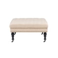 thumbnail image 3 of Linon Isabelle Pouf Carré Rembourré Pieds Noirs en Tissu Beige Naturel, 3 of 7