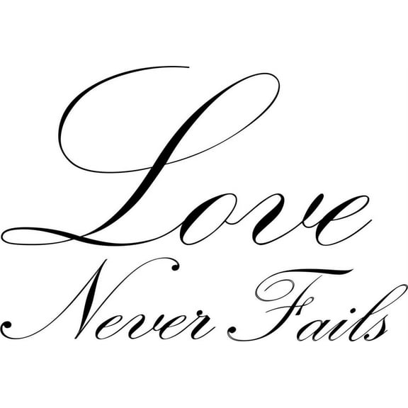 Family Love never Fails Cute Quotes & Sayings Wall Decal Decoration Lovely Lettering Love Never Fails Lasts Years and Easily Removable - Size: 14 In(W) x 20 In(H)