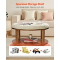 thumbnail image 6 of VEVOR Large Round Ottoman Coffee Table, 31.9 Inch Tufted Coffee Table with Solid Wood Shelf Storage, Linen Solid Upholstered Footrest Ottoman for Bedroom Living Room, 350 LBS, Linen Color, 6 of 9