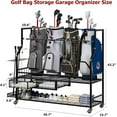 thumbnail image 3 of Garvee Golf Bag Storage Organizer 45.7 x 15.7 x 42.2", for 4 Golf Bags Stand, with 4 Wheels, Black, 3 of 7