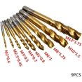 thumbnail image 3 of 9pcs Spiral Screw Thread Taps Titanium Coated HSS 6542 Metric Spiral Point Flute Tap Thread Tapping Tool, 3 of 7