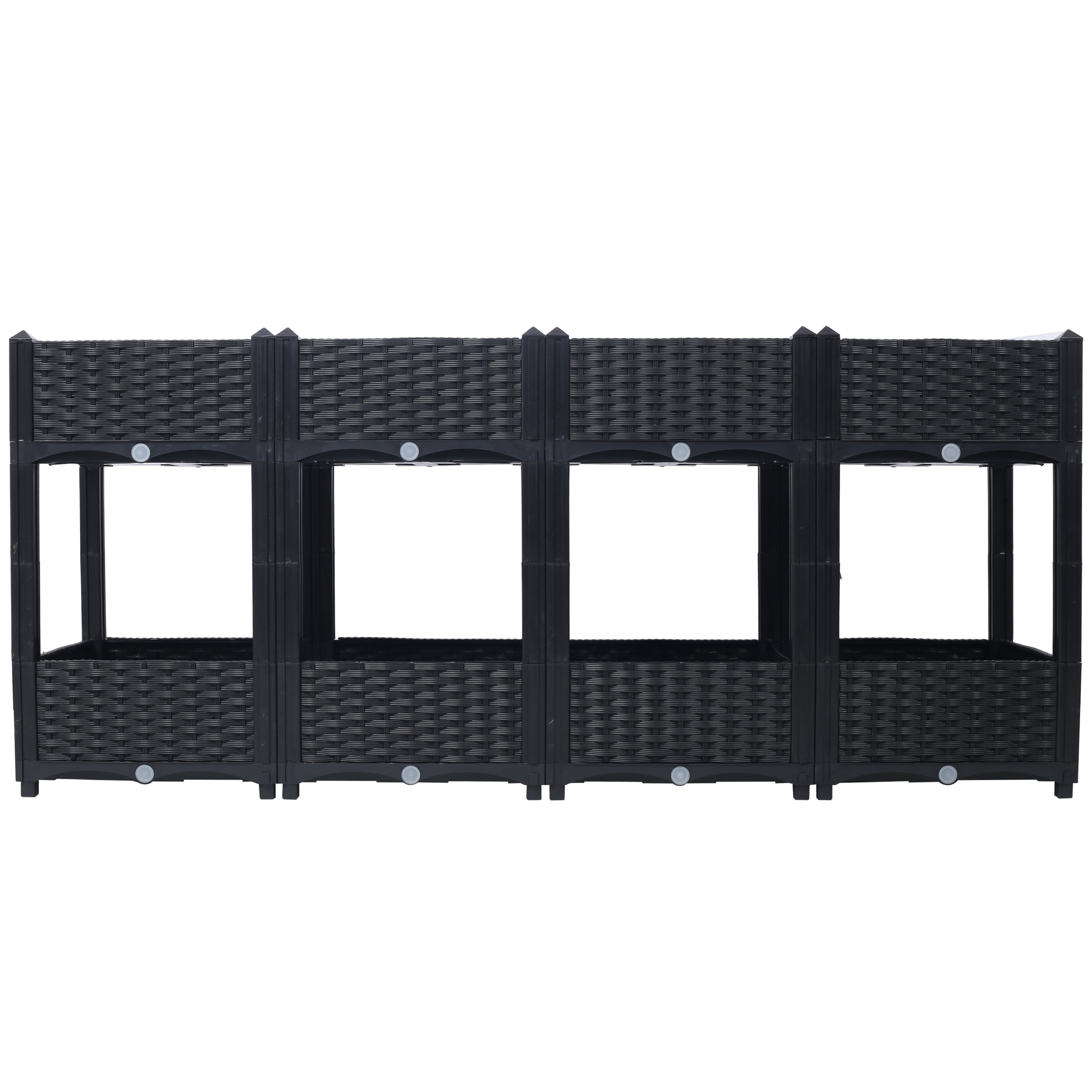 AsterOutdoor Planter Raised Beds, Elevated Garden Box , Polypropylene Rattan Pattern with Drainage Plug