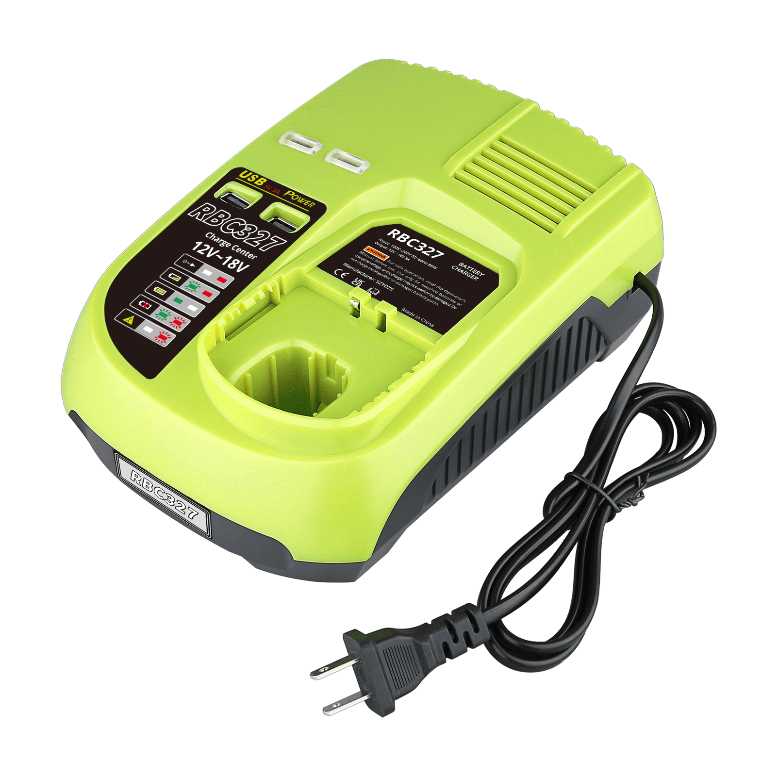 2Packs 18V 5.0Ah Replacement Ryobi P108 Battery and P117B Dual Chemistry Charger for Lithium Ion ONE+ Plus P122 ABP1801 BCP1817/2SM BPP-1813 BPP-1815