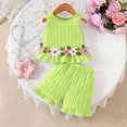 thumbnail image 5 of Vornjynx Girls Outfit Sets Crew Neck Tank Tops and Ruffle Hem Shorts High Waist Summer Casual Trendy Clothes 2 Piece Green Size 15, 5 of 10