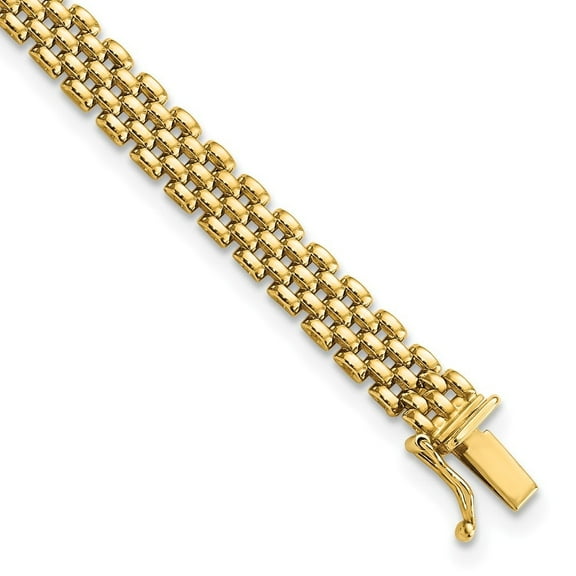 Auriga Fine Jewelry 14K Yellow Gold 6mm Panther Link Bracelet 7.5 inch for Women