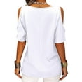 thumbnail image 3 of Lumento Plus Size Cut Out Tunic Blouse Tops Women Summer Cold Shoulder Loose T-Shirt Ladies Casual Basic Tee Tops Off Shoulder Shirt Summer Baggy Shirt, 3 of 3