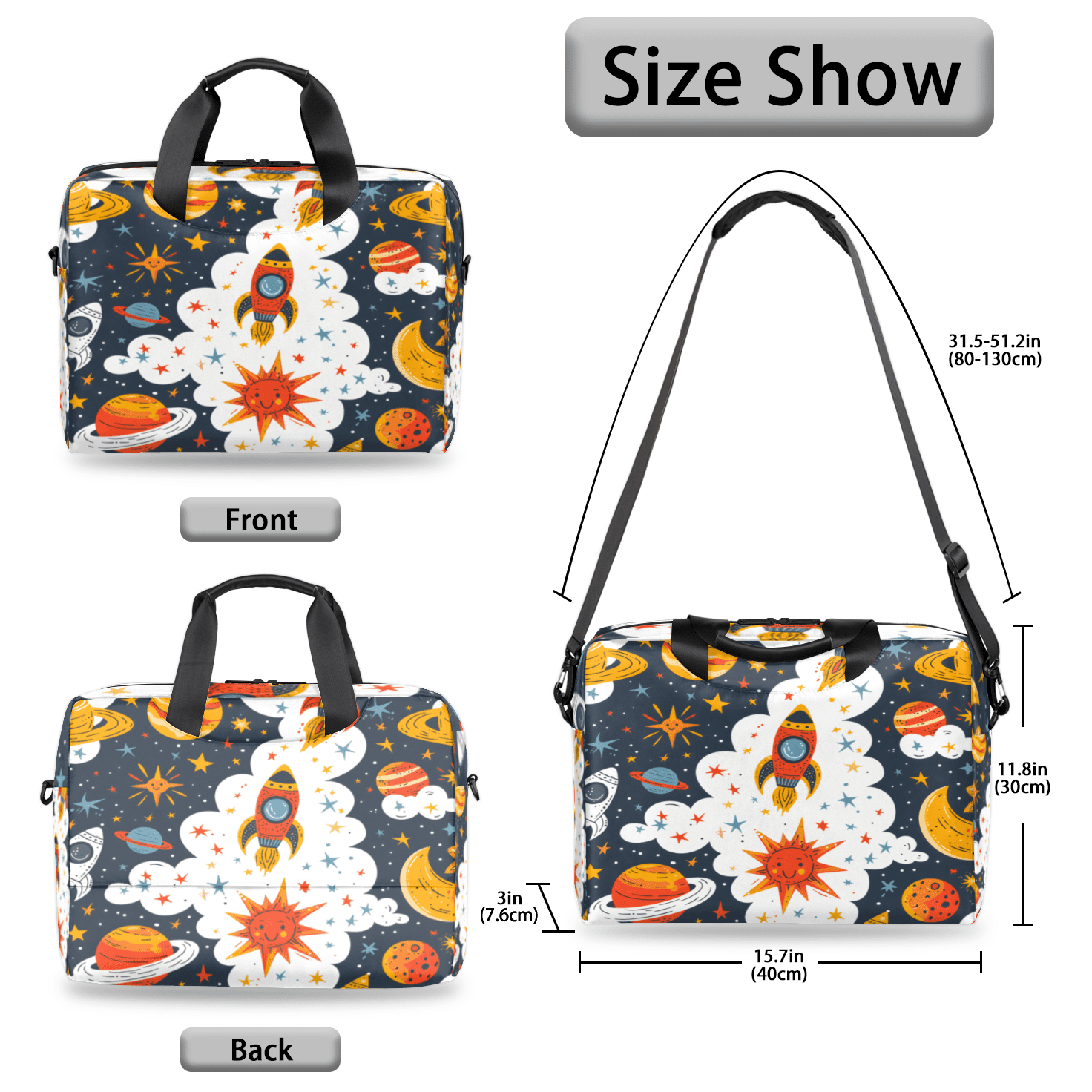 Herdesigns Outer Space Laptop Bag for Women Men, Computer Case Briefcase Messenger Bags, 15-15.6 inch Laptop Sleeve Shoulder Bag