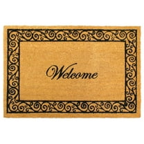 RugSmith Machine Tufted Scroll Border Welcome Indoor and Outdoor Coir Doormat, 24" x 36"