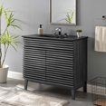 thumbnail image 2 of Sink Vanity Cabinet, Dark Grey Gray, Wood, Mid Century Hotel Bedroom Bathroom, Modern Contemporary HB33677, 2 of 9