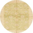 thumbnail image 1 of Ahgly Company Machine Washable Indoor Round Abstract Brown Gold Area Rugs, 3' Round, 1 of 7