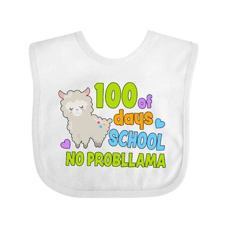 

Inktastic 100 Days of School No Probllama with Llama Gift Baby Boy or Baby Girl Bib