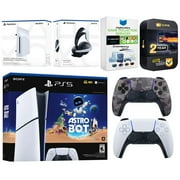 Sony PlayStation 5 Slim Digital Astro Bot Bundle with Disc Drive, Extra Controller, MightySkins Voucher and 2 Year Extended Warranty - Gray Camo