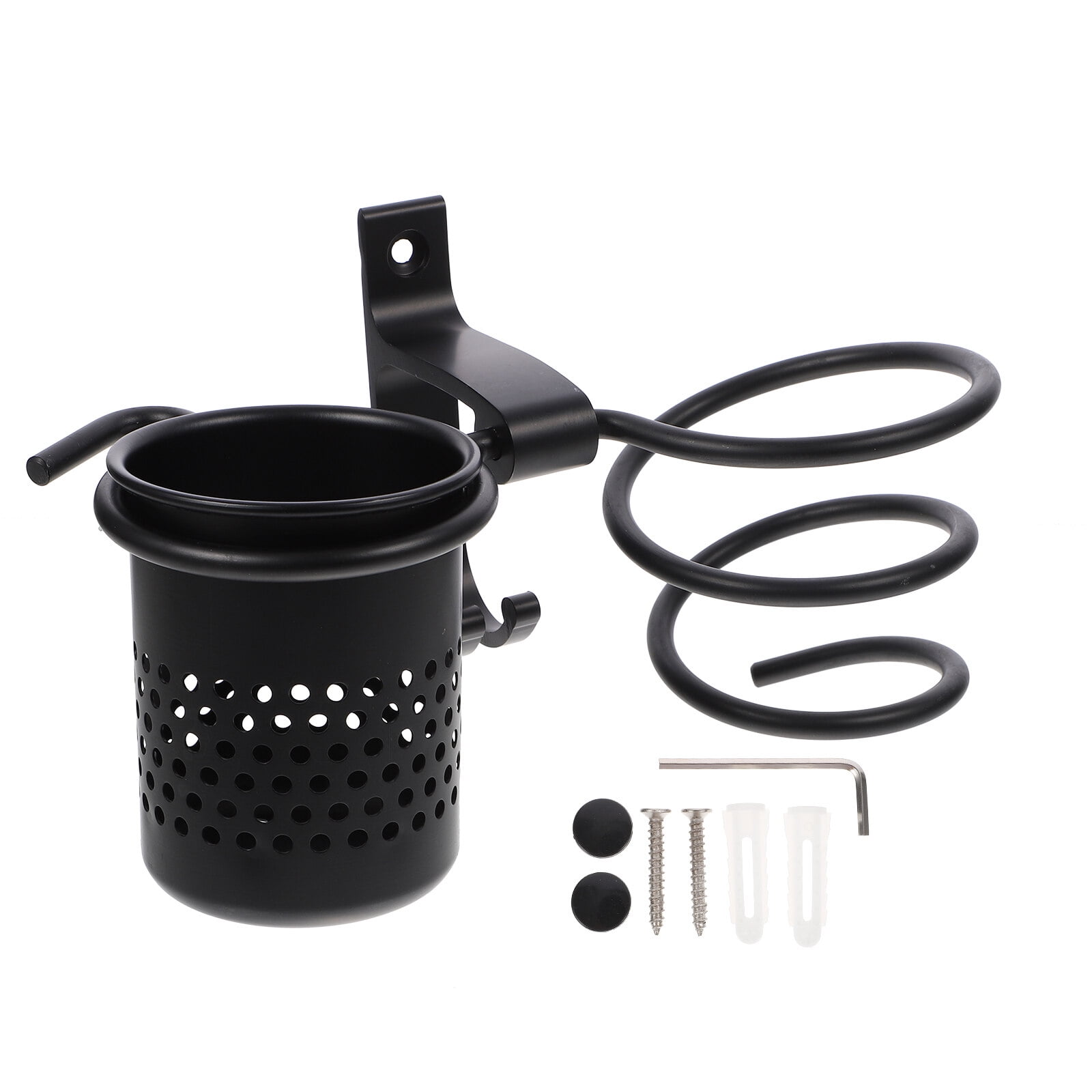 Homemaxs Black Space Aluminum Spiral Hair Dryer Holder Multifunctional